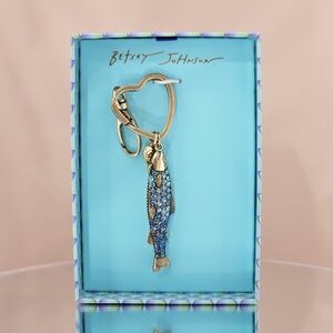 Betsey Johnson Sardine Fish Keychain & Bag Charm Rhinestone Beach Vacation Gift
